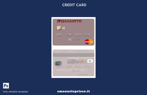 modello mastercard Mexico Banorte Bank in stile verificato